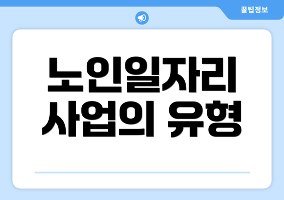 노인일자리 사업의 유형