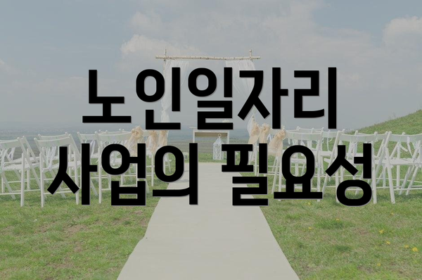 노인일자리 사업의 필요성