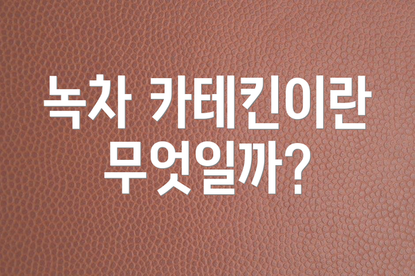 녹차 카테킨이란 무엇일까?