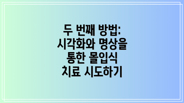 두 번째 방법: 시각화와 명상을 통한 몰입식 치료 시도하기