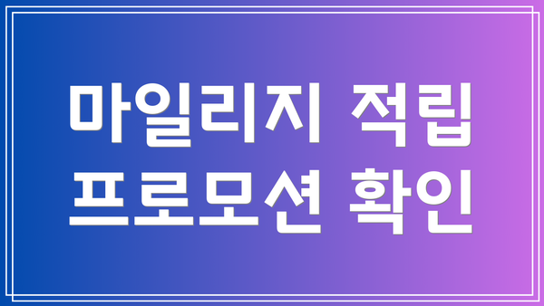 마일리지 적립 프로모션 확인