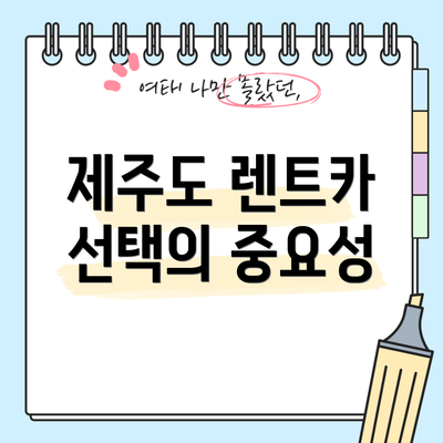 제주도 렌트카 선택의 중요성