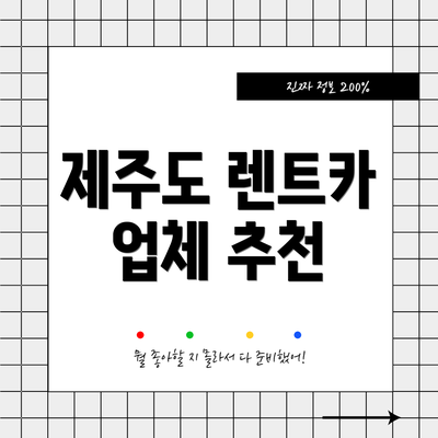 제주도 렌트카 업체 추천
