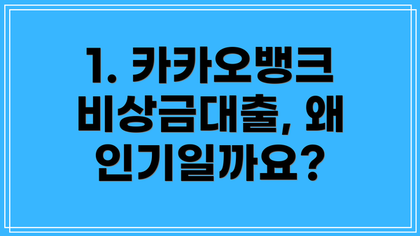 1. 카카오뱅크 비상금대출, 왜 인기일까요?