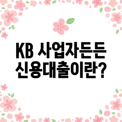 KB 사업자든든 신용대출이란?