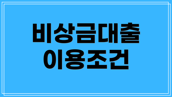 비상금대출 이용조건