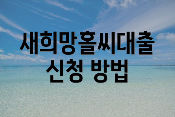 새희망홀씨대출 신청 방법