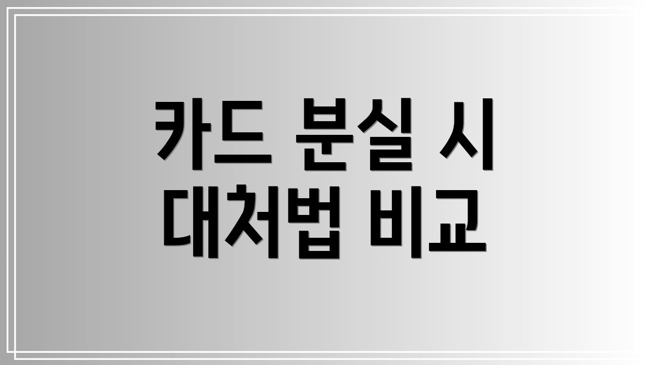 카드 분실 시 대처법 비교