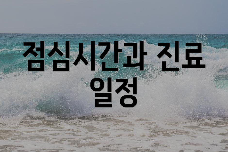 점심시간과 진료 일정