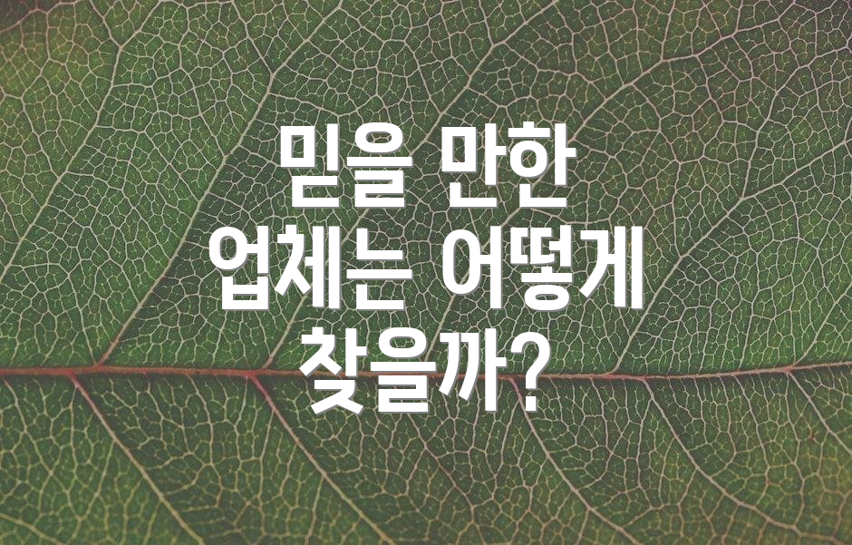 믿을 만한 업체는 어떻게 찾을까?