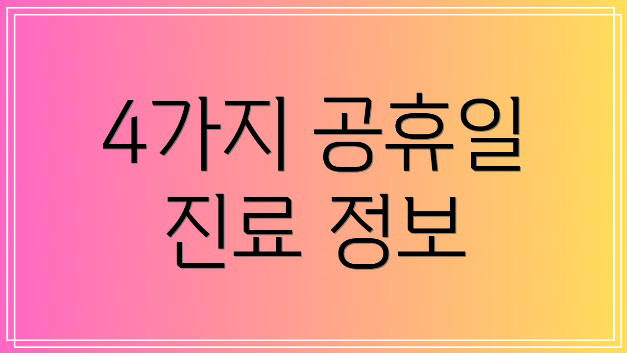 4가지 공휴일 진료 정보