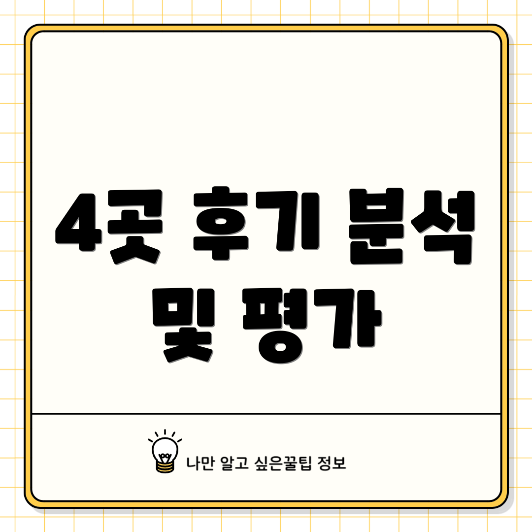 4곳 후기 분석 및 평가