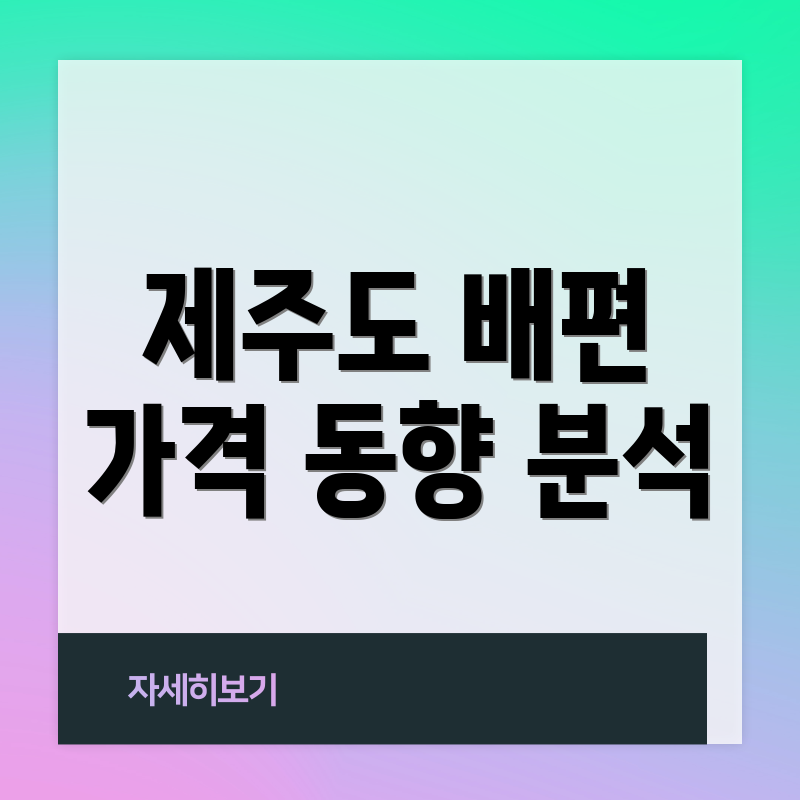제주도 배편 가격 동향 분석