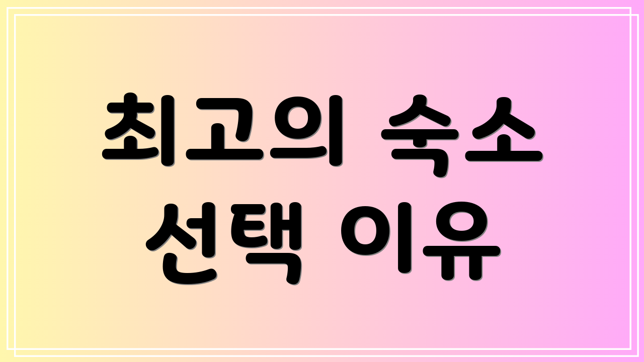 최고의 숙소 선택 이유