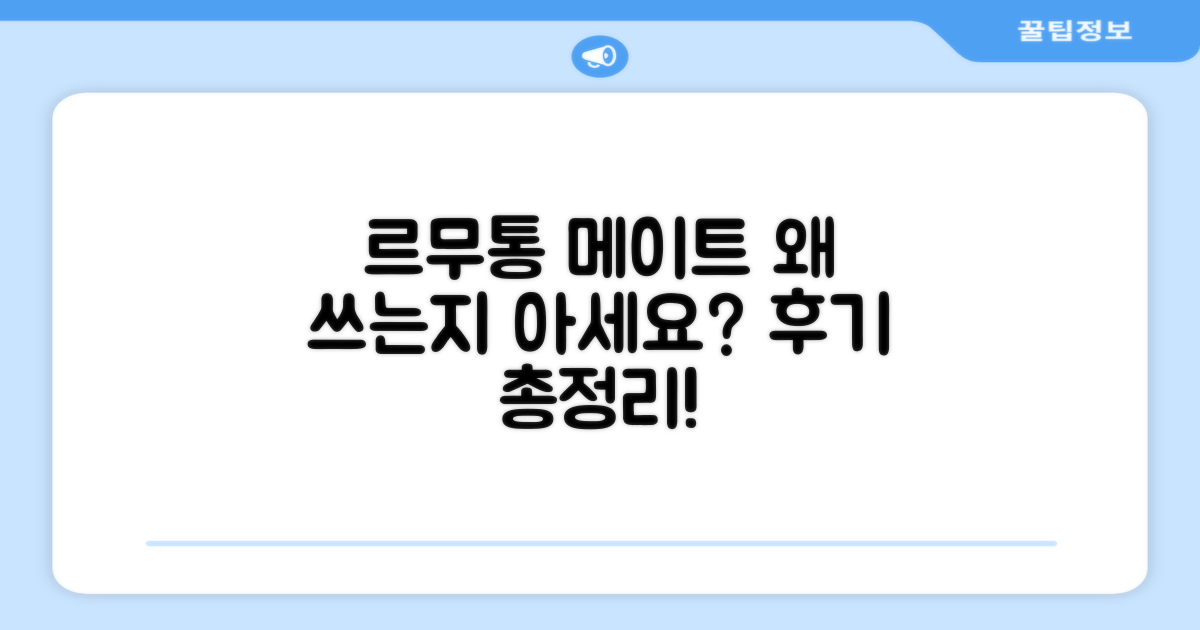 르무통 메이트, 왜 추천할까?